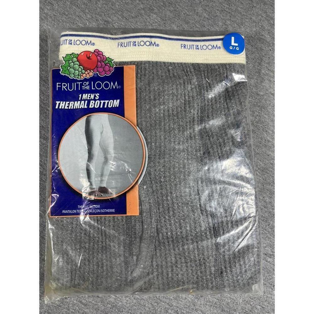 Vintage New Sealed Fruit of the Loom Men's Thermal Bottoms, Size Large, Gray